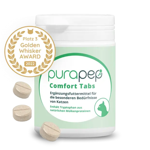 purapep Comfort Tabs Katzen mit natürlichem Tryptophan und B-Vitaminen, Futterergänzung zur Entspannung für Katzen