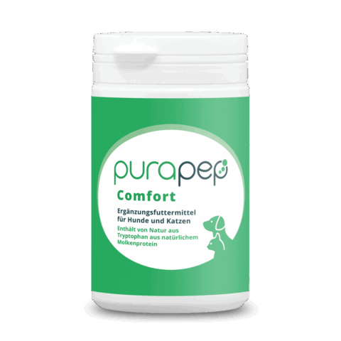 purapep Comfort mit Tryptophan und B-Vitaminen, Bierhefe, Futterergänzung für Hunde und Katzen zur Entspannung, 100g