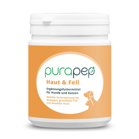 purapep Haut & Fell, Dose mit orangenem Etikett, Futterergänzung für Hunde und Katzen